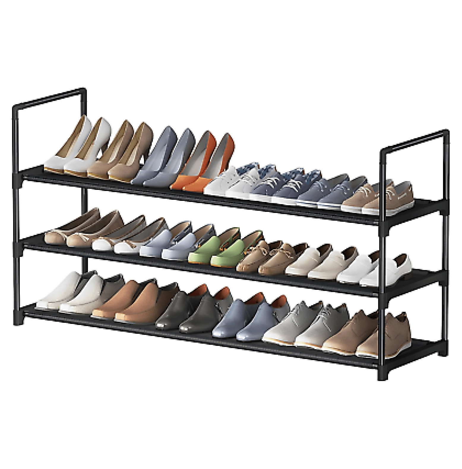 3 Tier Long Stackable Wide Shoe Shelf Storage Rack Closet Holder Sturdy