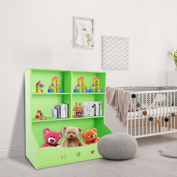 3 Tier Low Bookcase Display Shelving Storage Shelves PVC Board Unit Stand Light Green