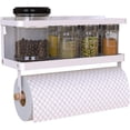 thumbnail image 1 of 3-Tier Magnetic Spice Rack for Refrigerator, Fridge Shelf with Paper Towel Holder, Seasoning Jar, Can, Bottle Organizer, 1 of 7