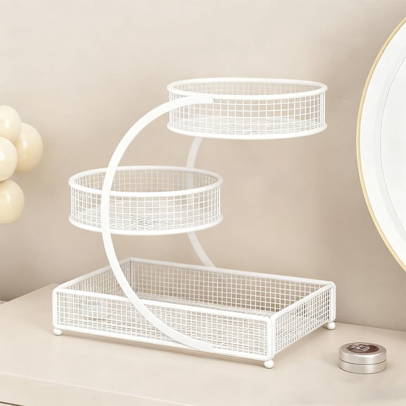 3 Tier Makeup Organizer for Vanity, Large Bathroom Countertop Organizers, Bathroom Counter Shelf Skincare Holder Perfume Tray Cosmetic Display (Black)