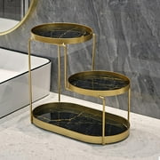 3 Tier Makeup Perfume Organizer Shelf Lipstick Tray Vanity Organizer Tidy Bathroom Cosmetic Tray for Bathroom Home Decor Black Marbling