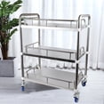 thumbnail image 1 of 3-Tier Medical Dental Lab Trolley Stainless Steel Mobile Rolling Serving Cart without drawer, 1 of 11