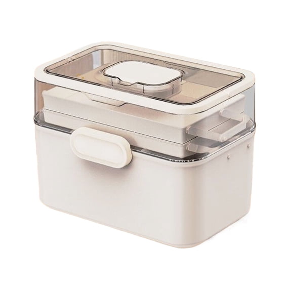 3-Tier Medicine Organizer - Portable Medicine Cabinet with Leather Handle, Empty First Aid Kit for Home Ciozy