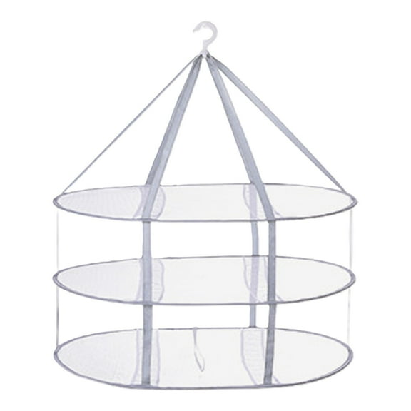 3-Tier Mesh Laundry Drying Rack for Sweaters, Foldable Hanging Clothes Dryer with Stainless Steel Coils, Portable Closet Organizer for Delicates, A Coat Rack