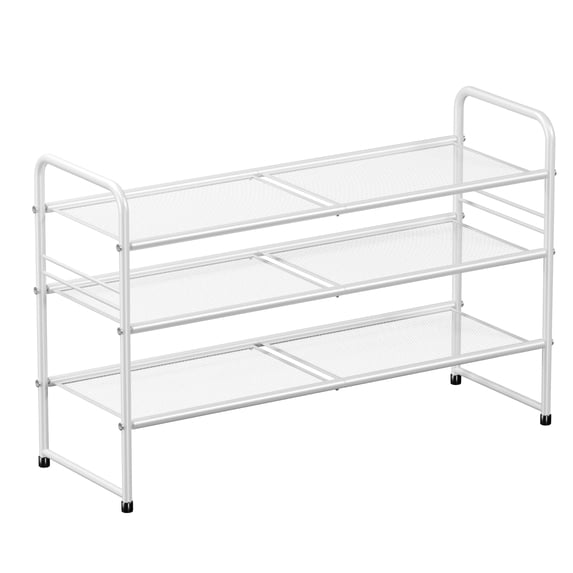 SUFAUY 3-Tier 33" Wide Shoes Rack Stackable, Metal Mesh, White