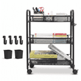thumbnail image 1 of Yucurem 3 Tier Rolling Cart with Wheels, Metal Utility Cart with Lockable Wheels, Laundry Room Organization for Bathroom, Kitchen, Snack, Black, 1 of 8