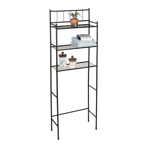 3-Tier Metal Bathroom Shelf Space Saver Over Toilet Storage Rack Adjustable Chrome Wire Organizer for Towels and Toiletries 9.5 x 23 x 60 In
