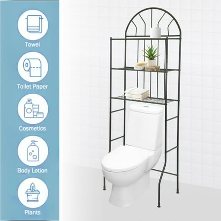 3-Tier Metal Bathroom Shelf Space Saver, over the toilet storage organizer Freestanding Above Over Toilet Storage Shelf