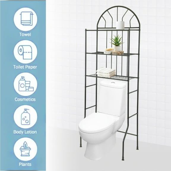 3-Tier Metal Bathroom Shelf Space Saver, over the toilet storage organizer Freestanding Above Over Toilet Storage Shelf