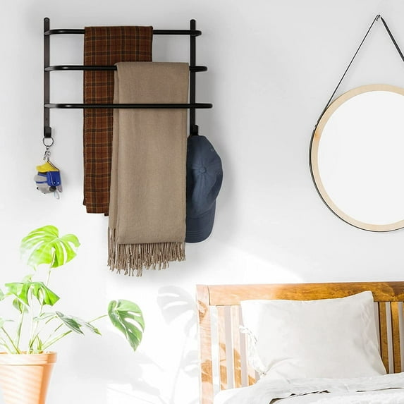 3 Tier Metal Blanket Rack, Wall Mouted Blanket Holder for Bathroom Display Rack