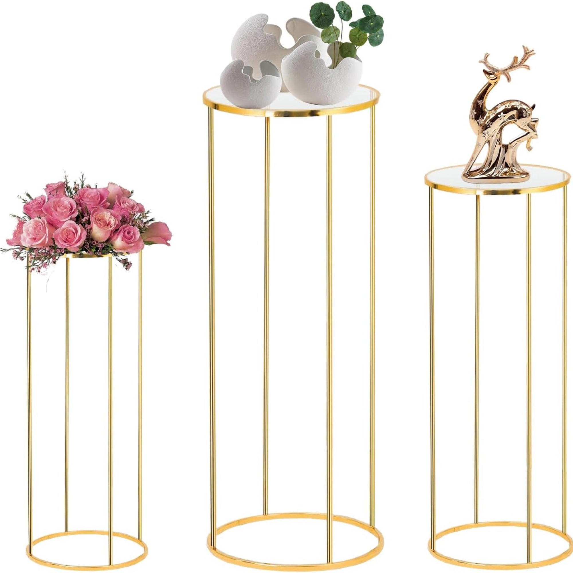 3 Tier Metal Flower Display Stand with Removable Buckets Gold for ...