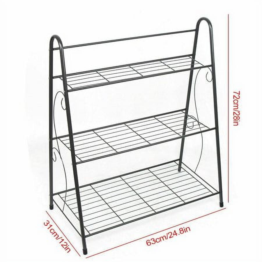 3 Tier Metal Flower Pot Plant Stand Garden Tool Rack Display Shelf