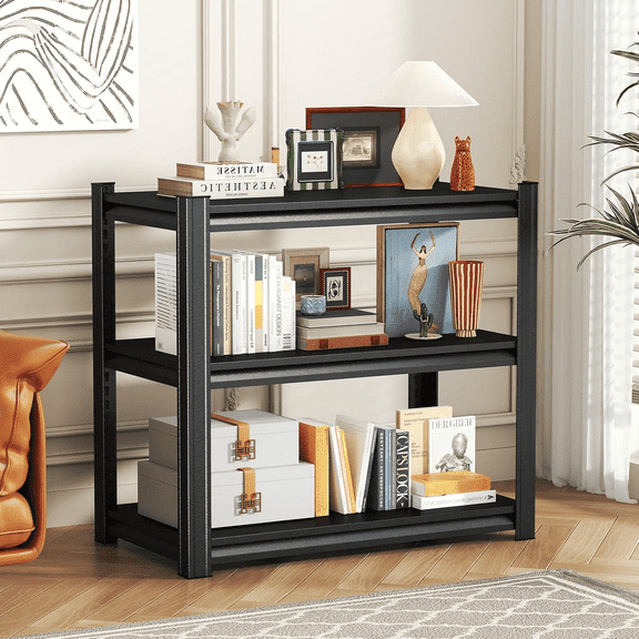 3-Tier Metal Garage Shelving Unit,32"H x 25"W x 14"D Storage Shelves,Adjustable,1800 lbs Double-Layer Column with Reinforced Ribs,Heavy-Duty,for Warehouse,Kitchen