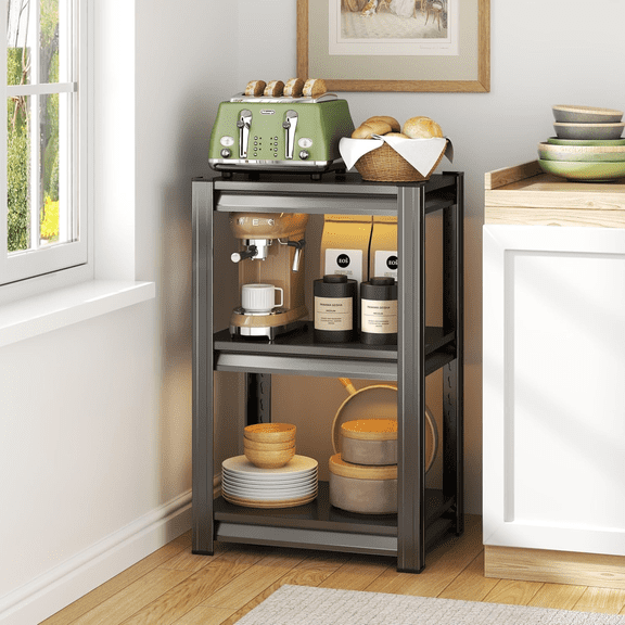 3-Tier Metal Garage Shelving Unit, Heavy Duty Adjustable Storage shelves, Steel Shelving, 1800 lbs Capacity, Industrial Shelves for Heavy Tools and Equipment, Ideal for Garage, Basement, 32"H