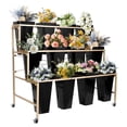 thumbnail image 1 of Modern Plant Stand with 12 Square Black Pots, 360° Locking Wheels, Rustproof Iron, Floral Display, for Patio, Retail Sho, 1 of 8