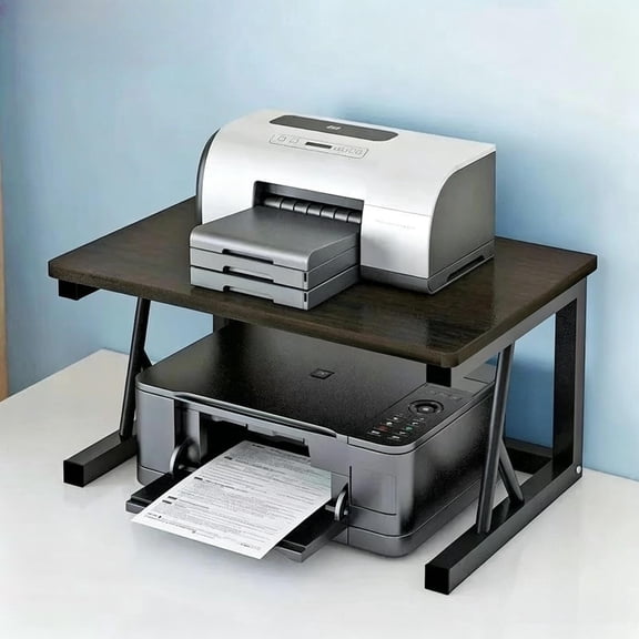 3-Tier Metal Printer Stand with Extra Storage Shelves, Heavy Duty Desktop Organizer, Multifunctional Space-Saving Rack for Printers, Scanners & Fax Machines, Mounting Screws Included