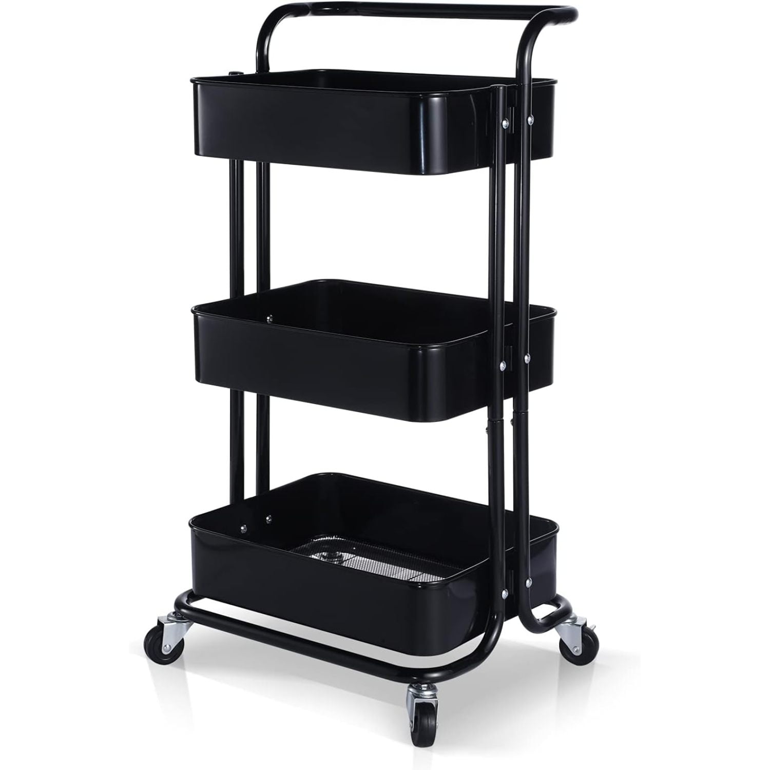 3Tier Metal Rolling Utility Cart, Heavy Duty Craft Cart with Wheels