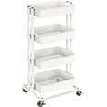 thumbnail image 1 of 3 Tier Metal Rolling Utility Cart, Heavy-Duty Storage Rolling Cart with 2 Lockable Wheels, Multifunctional Mesh Organization Utility Cart for Kitchen Dining Room Living Room, 1 of 15