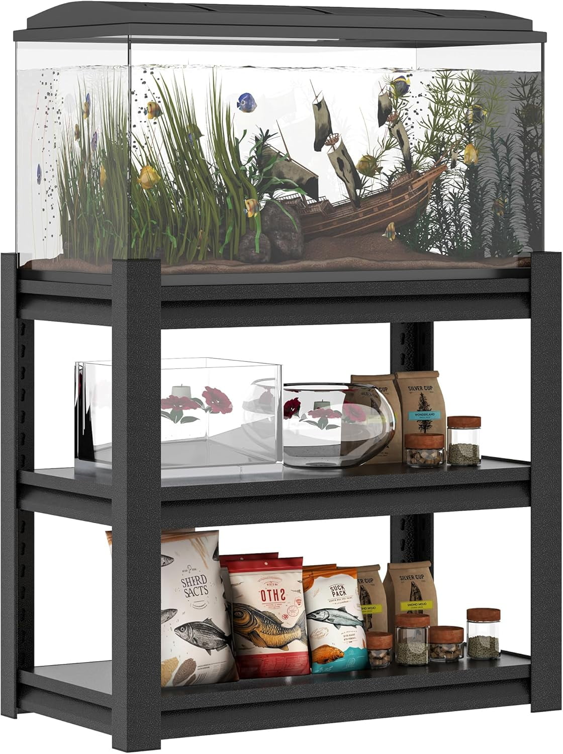 3 Tier Metal Shelving Unit Aquarium Shelf System Small Storage Photo Inspiration