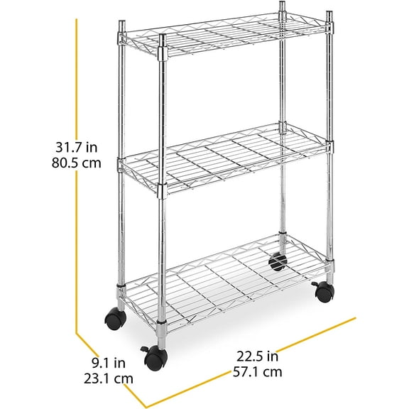 3 Tier Metal Shelving Unit with Wheels, Heavy Duty Storage Shelves, 400 lbs per Shelf,