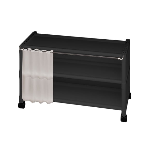 3-Tier Metal Shoe Rack,Plastic Shoe Shelf,Large Storage Racks with Locking Wheels,Rolling Shoe Storage Organizer Shoe Stand Holders,for Garage Closet Dorm,Black
