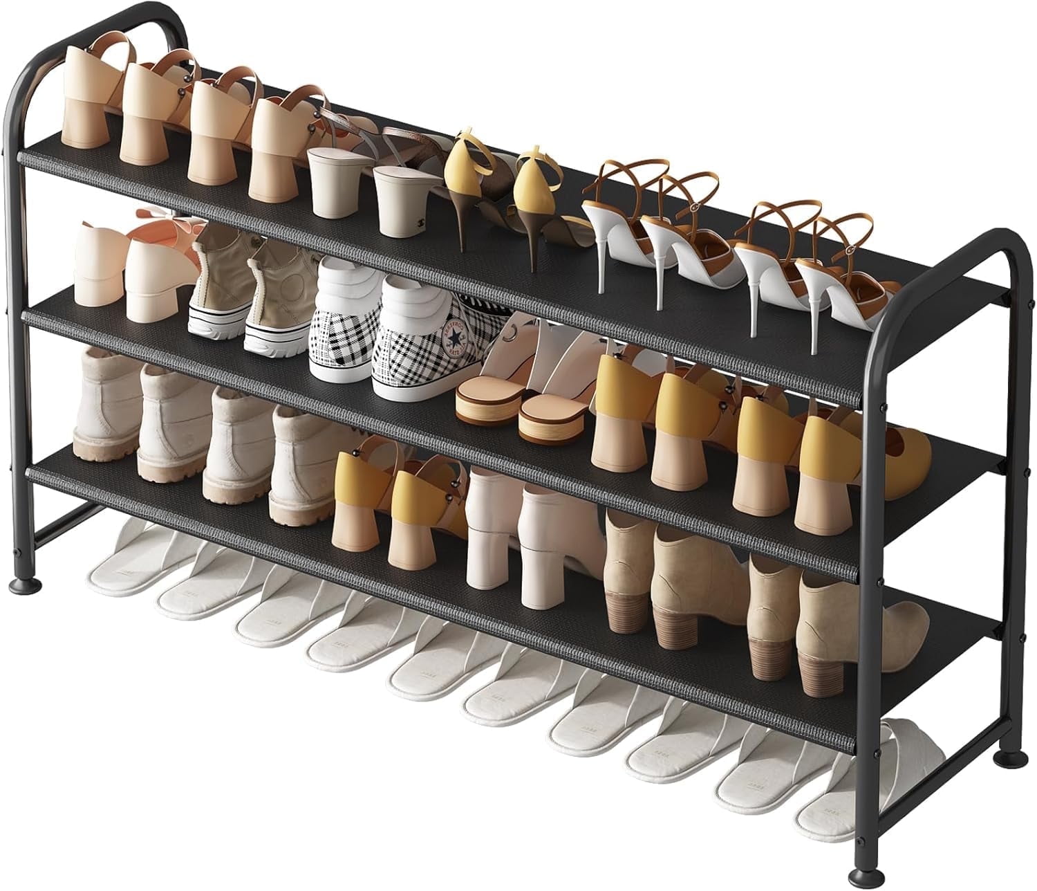 Seamika 3-Tier Shoe Rack Organizer, Metal Shoe Storage Wide Shelf with ...