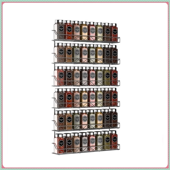 3 Tier Metal Spice Rack Organizer (2 Pack) Wall Mount Seasoning Jars Rack for Kitchen Cabinet (Silver)