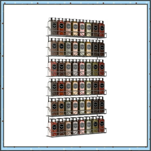3 Tier Metal Spice Rack Organizer (2 Pack) Wall-Mount Spice Jars Storage Organizer for Kitchen Countertop , Silver