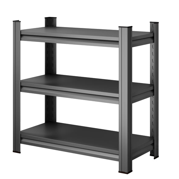 3 Tier Metal Storage Shelf, 31.5 Inch High Freestanding Adjustable Shelving Unit, Black Heavy Duty Organizer for Home Office Kitchen Living Room Den, Easy to Assemble