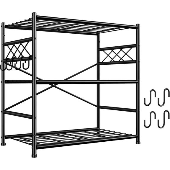 3-Tier Metal Storage Shelf , Adjustable Wire Rack for Kitchen Bathroom Office