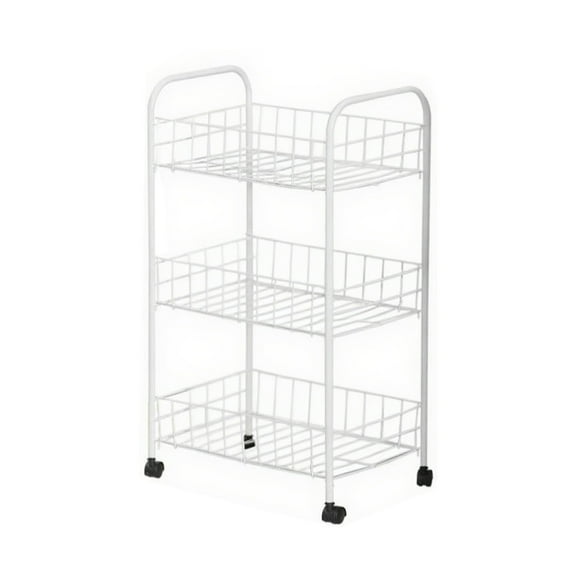 3 Tier Metal Utility Cart With Wheels Kitchen Storage Cart For Spices Fruits Vegetables Removable Baskets Household Organizer Cart 1.76 Lb