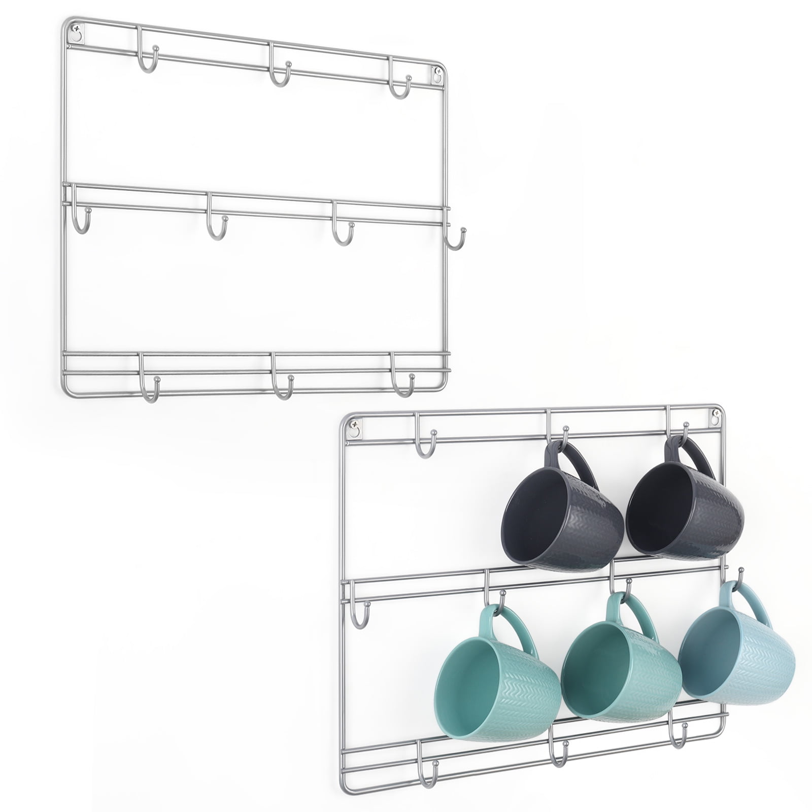  Hanging Cup Holder with 2 Kinds of Hooks,Multi