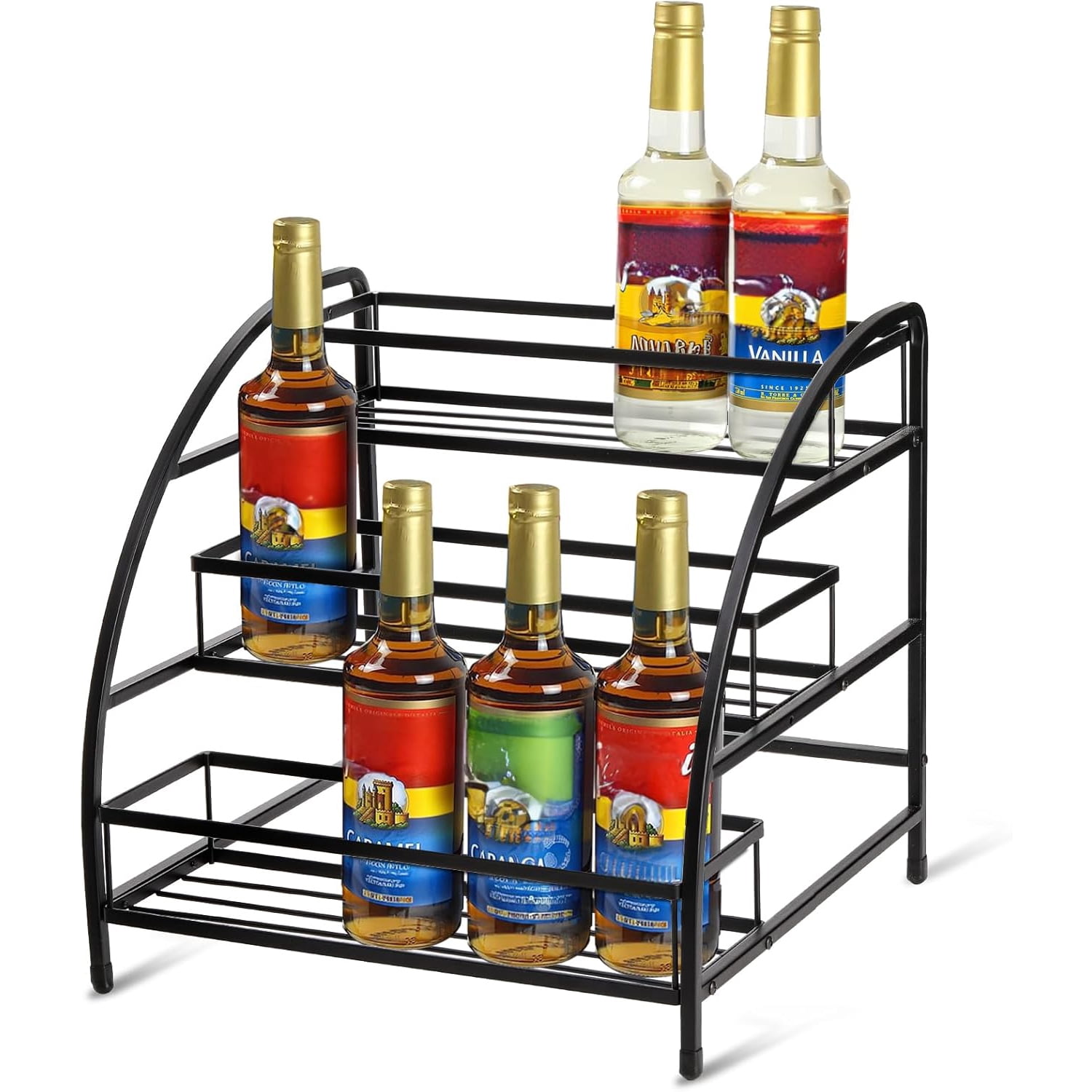 3 Tier Metal Wire Countertop Storage Rack, Coffee Syrup Rack Organizer ...