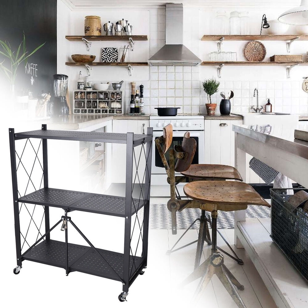3-Tier Metal Wire Shelf Rack Storage Shelving Unit Organizer for ...
