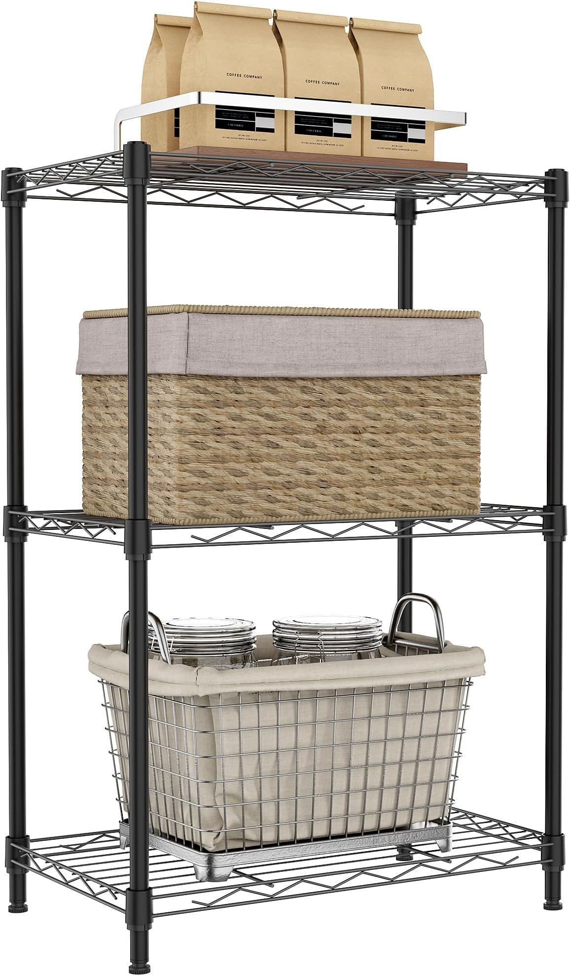 3 Tier Metal Wire Shelving Rack Storage Shelves for Kitchen, Bedroom ...