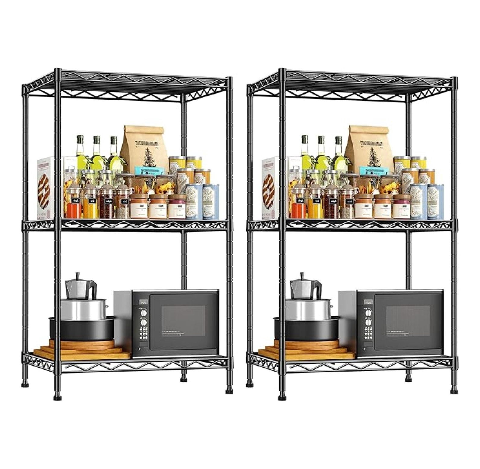 3 Tier Metal Wire Storage Shelves,Adjustable Small Wire Shelving Unit ...