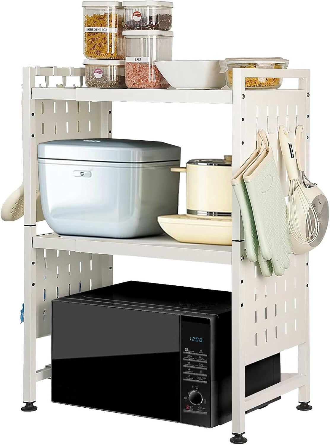 3 Tier Microwave Shelf Countertop, Extendable Microwave Oven Rack ...