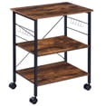 thumbnail image 1 of 3-Tier Microwave Stand Kitchen Cart with Storage, Coffee Station Cart Bar Cart Bakers Rack, Rolling Kitchen Island Table Storage Shelf Rack, Microwave Cabinet Organizer On Wheels for Living Room, Brown, 1 of 7