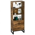 thumbnail image 1 of 3-Tier Mid Century Modern Bookshelf with Drawers Display Storage, 1 of 5