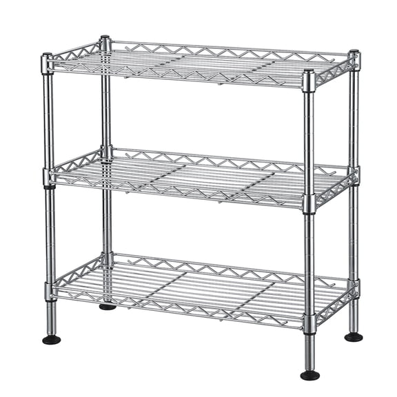 3Tier Mini Metal Wire Storage Shelf, UltraZinc Plated Adjustable Cabinet Organizer for Countertop UnderSink Kitchen Storage, Silver
