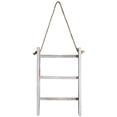 thumbnail image 1 of 3-Tier Mini Whitewashed Wood Wall-Hanging Hand Towel Storage Ladder with Rope, 1 of 6