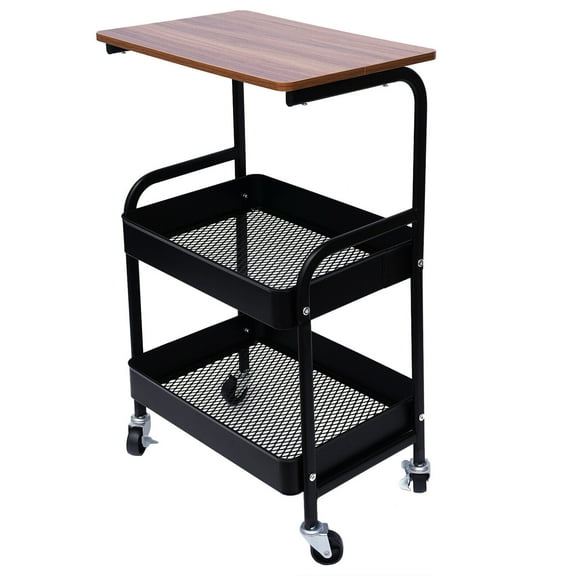 3 Tier Mobile Printer Stand, Laptop Printer Cart Table Computer Rolling Cart Table for Scanner Computer Office Supplies