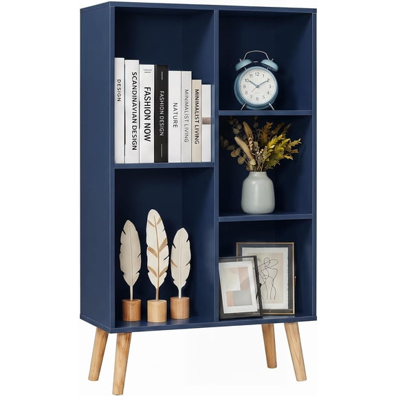 3 Tier Modern Bookcase with Legs,Bookshelves Wood Storage Shelf, Open Book Shelves Cube Organizer,Freestanding Short Bookcases