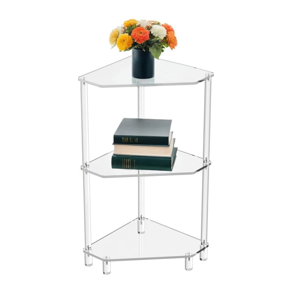3-Tier Modern Corner Table Clear Side Table Bedside Table Transparent ...