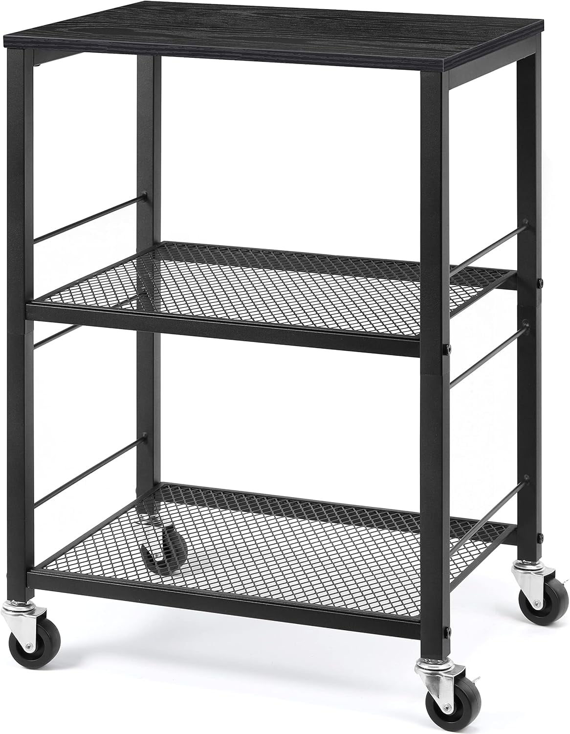 3 Tier Movable Space-Saving Rack Cart, Black Kitchen Space-Saving Rack ...