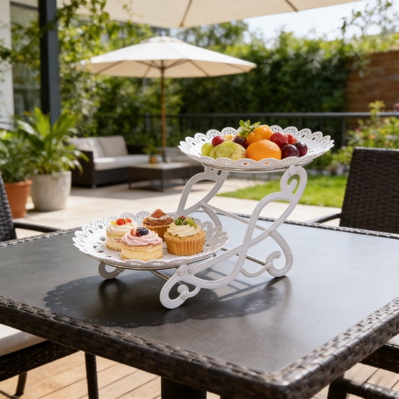 3-Tier Multi-Function Serving Tray, Decorative Layered Platter, Elegant Stand for Candy Fruit Snacks Wedding and Living Room