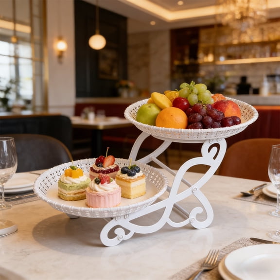 3-Tier Multi-Function Serving Tray, Decorative Layered Platter, Elegant Stand for Candy Fruit Snacks Wedding and Living Room