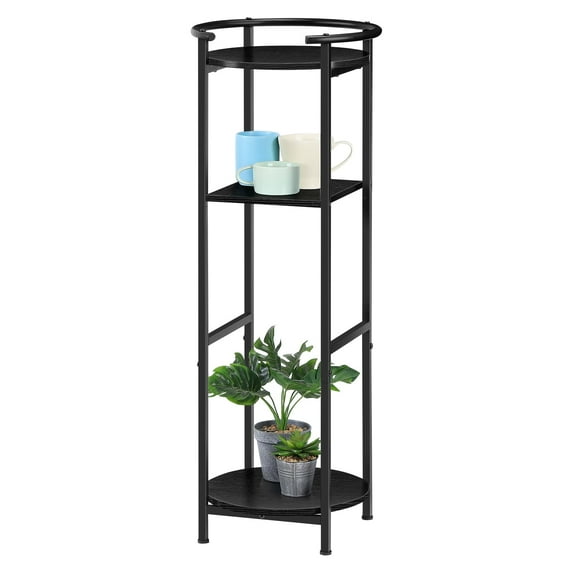 3-Tier Multi-Purpose Plant Stand with Shelves, 36.5 Inch Tall Black Display Shelf for Indoor Plants, Drink Dispenser, Water Jug, or Home Decor