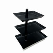 3 Tier Multifunctional Shelf, Dingrich 360  Rotatable Cake Dessert Display Rack, 9.6x6.1inch Rectangular Shelf, 3 Tier Metal Stand for Snacks, Cookies, Candy, Fruits, Jewelry, Cosmetics - Black