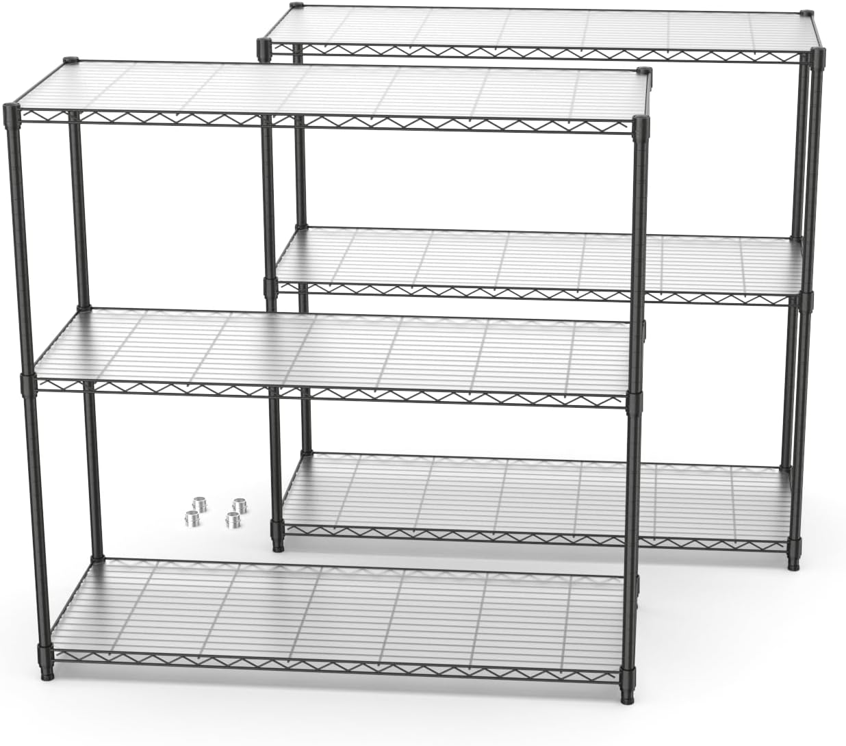 Metal Racking Shel 3 Tier NSF Metal Shelf Wire Shelving Unit - Black Set of 2, 1050lbs ...